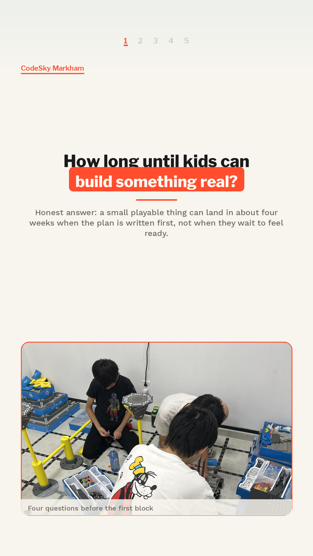How long until kids can build something real — English cover